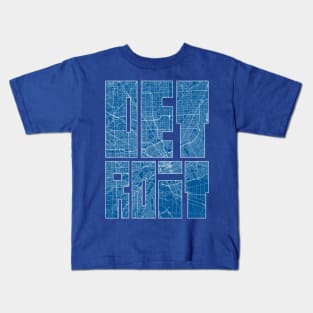 Detroit, Michigan, USA Map Typography - Blueprint Kids T-Shirt